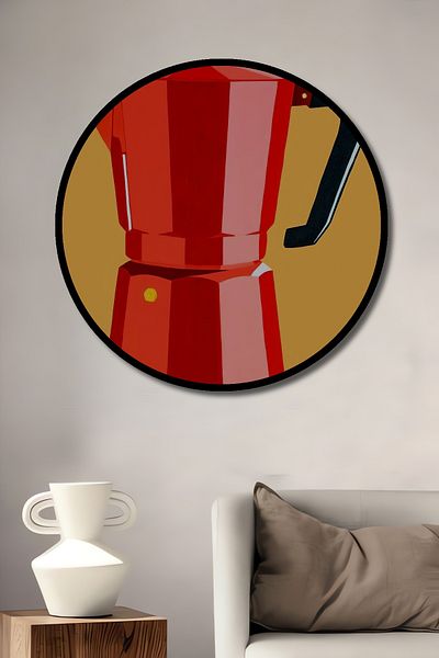 Teona Ahşap Oală roșie Moka Decorativă din lemn MDF rotundă pentru pictură murală acasă, la locul de muncă
