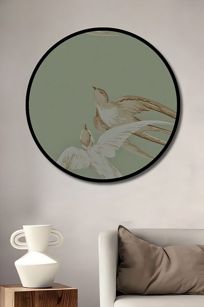 Teona Ahşap Elegant Swallows Lemn MDF Rotund Decorativ Acasă, Locul de Muncă Pictură Perete