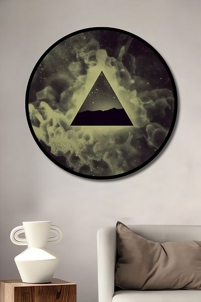 Teona Ahşap Geometrie Misterioasă Decorativă Lemn MDF Casă Rotundă, Pictură Perete Loc de Muncă
