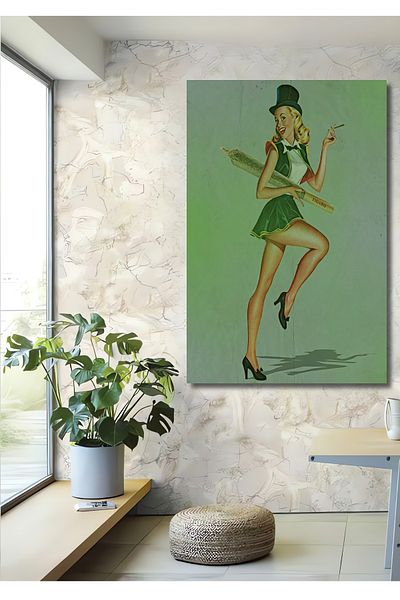 Teona Ahşap Retro Pin-Up Girl Lemn MDF Dreptunghi Decorativ Acasă, Locul de Muncă Pictură de perete