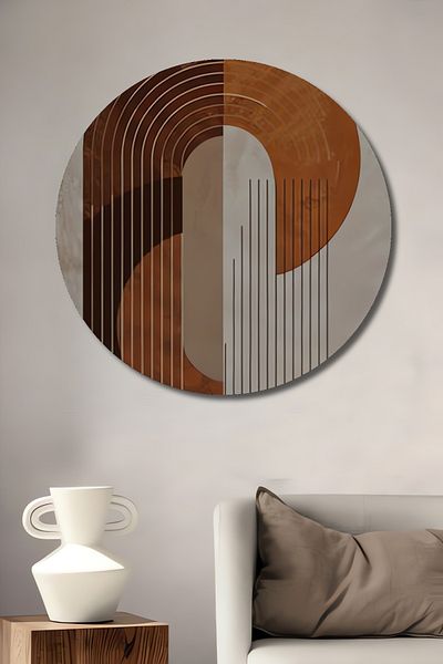 Teona Ahşap Modern Geometric Lemn MDF Rotund Decorativ Acasă, Locul de Muncă Pictură Perete