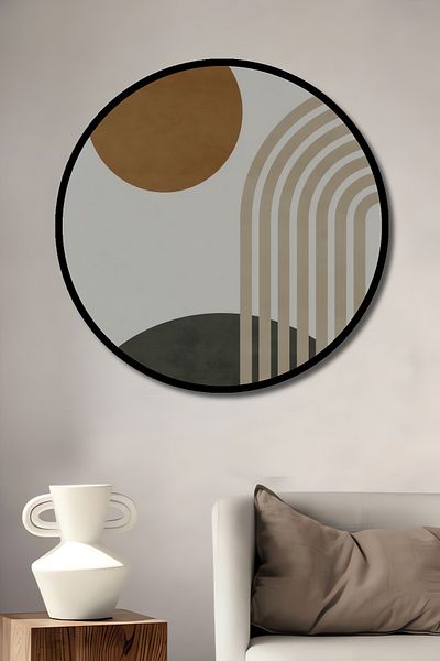 Teona Ahşap Retro Geometric Decorativ Lemn MDF Rotund Acasă, Locul de Muncă Pictură Perete