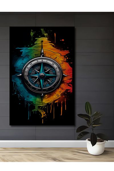 Teona Ahşap Busolă colorată decorativă din lemn MDF dreptunghiular pentru pictură murală acasă, la locul de muncă