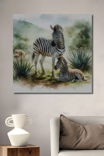 Teona Ahşap Zebra Family Decorativ Lemn MDF Dreptunghi Acasă, Locul de Muncă Pictură Perete