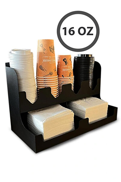 VODİNOX Kahve Çay Düzenleyici Peçete Bardaklık Standı 16 oz Cafe Bar Restaura...