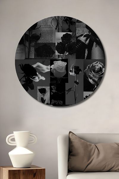 Teona Ahşap Rose Collage Decorativ Lemn MDF Rotund Acasă, Locul de Muncă Pictură Perete