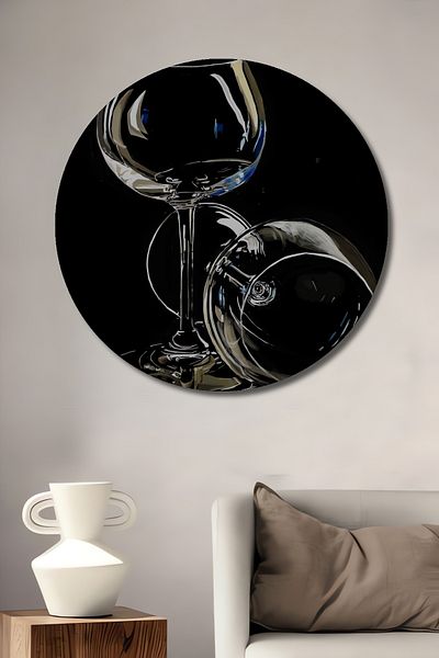 Teona Ahşap Sticlă de vin elegantă decorativă din lemn MDF rotund pentru acasă, pictură murală la locul de muncă