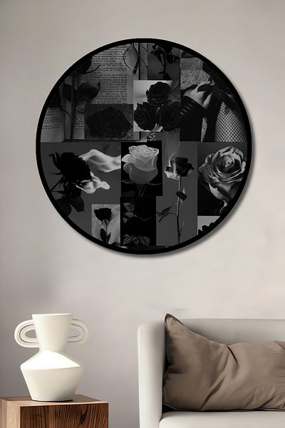 Teona Ahşap Rose Collage Decorativ Lemn MDF Rotund Acasă, Locul de Muncă Pictură Perete