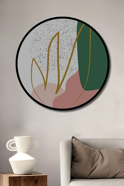 Teona Ahşap Acasă rotundă din lemn MDF decorativ abstract, pictură murală la locul de muncă