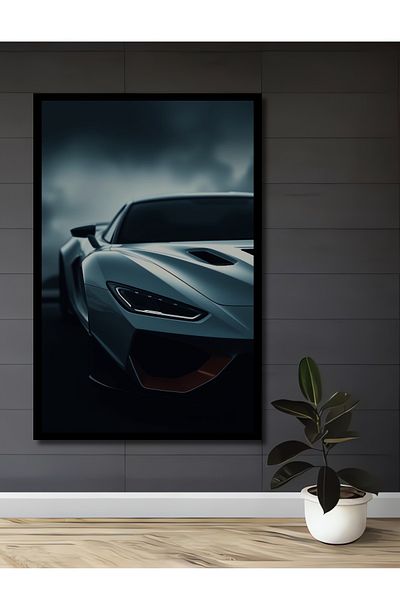 Teona Ahşap Mașină sport rapidă din lemn MDF dreptunghiular decorativ pentru casă, pictură murală la locul de muncă