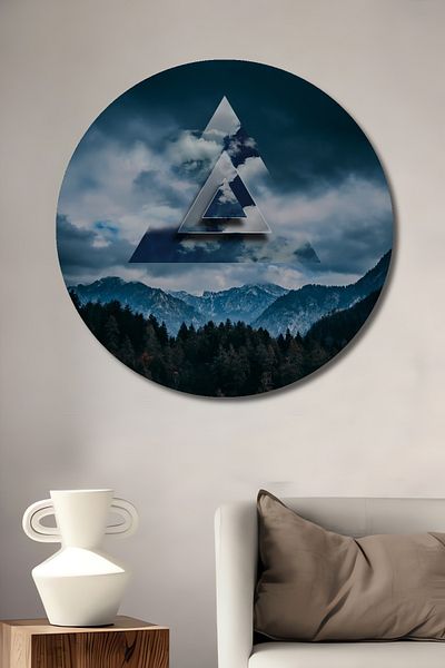 Teona Ahşap Munți Misterioși Geometric Lemn MDF Casă rotundă, Pictură murală la locul de muncă