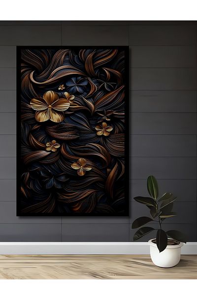 Teona Ahşap Flori de aur Decorativ Lemn MDF Dreptunghi Acasă, Locul de muncă Pictură murală