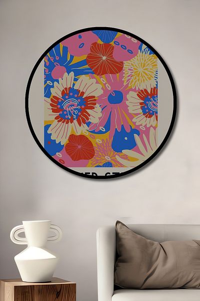 Teona Ahşap Model de flori decorativ din lemn MDF rotund pentru pictura de perete acasa, loc de munca