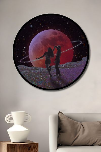 Teona Ahşap Dancing in the Moonlight Lemn MDF Rotund Decorativ Acasa, Locul de Muncă Pictură Murală