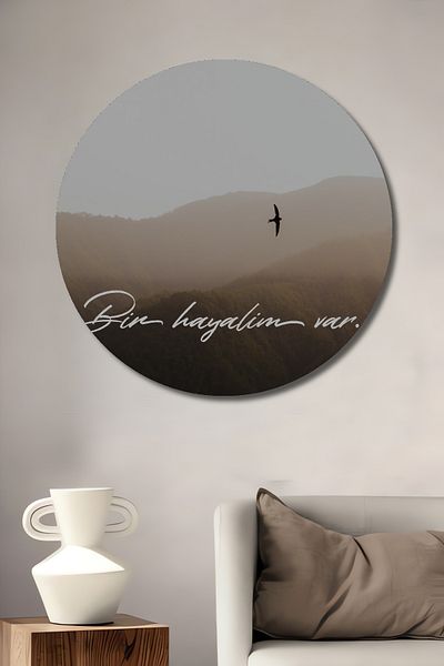 Teona Ahşap I Have a Dream Decorativ din lemn MDF rotund pentru casa, pictura pe perete la locul de munca