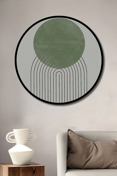 Teona Ahşap Green Sun Retro Lemn MDF Rotund Decorativ Acasă, Locul de Muncă Pictură Perete