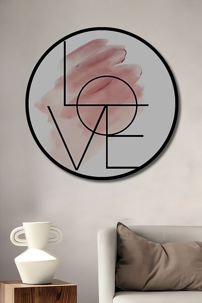 Teona Ahşap Casa rotundă din lemn MDF decorativ modern cu tematică dragoste, pictură murală la locul de muncă