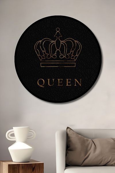 Teona Ahşap Casa rotundă din lemn MDF decorativă coroană regală, pictură murală la locul de muncă