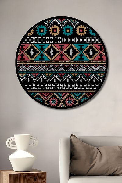 Teona Ahşap Model etnic decorativ din lemn MDF rotund pentru pictura de perete acasa, loc de munca