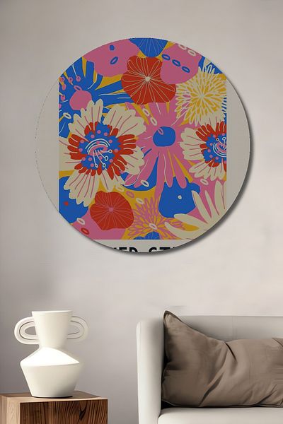 Teona Ahşap Model de flori decorativ din lemn MDF rotund pentru pictura de perete acasa, loc de munca