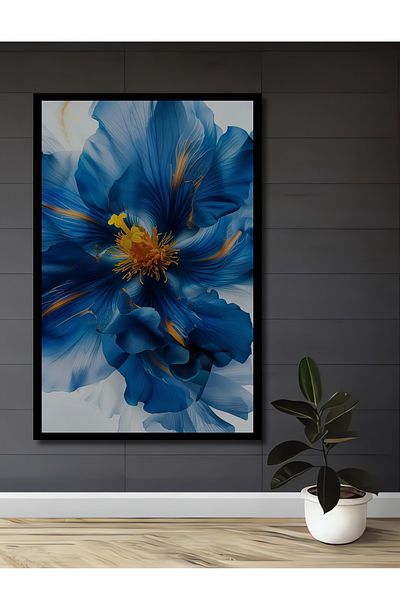 Teona Ahşap Floare Albastră Lemn MDF Dreptunghi Decorativ Acasă, Locul de Muncă Pictură Perete