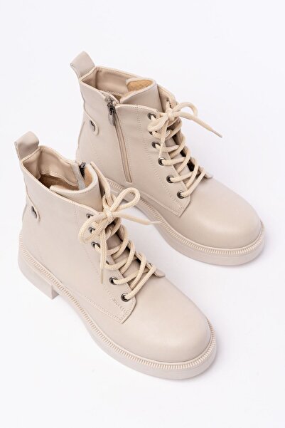 faaf ASKA SHOES 02-2003 Bağcıklı Fermuarlı Günlük Kadın Bot