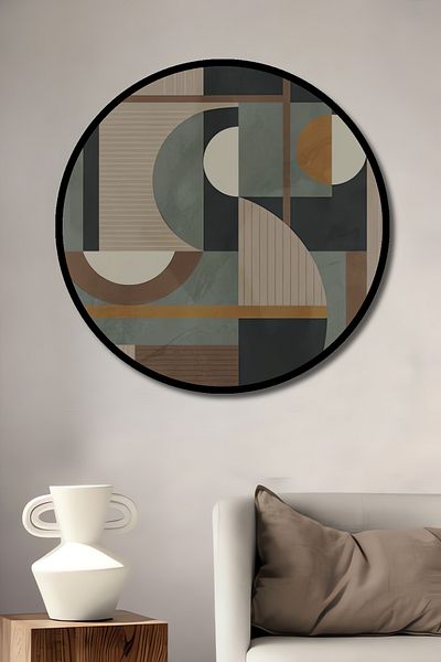 Teona Ahşap Modern Geometric Decorativ Lemn MDF Rotund Acasă, Locul de Muncă Pictură Perete