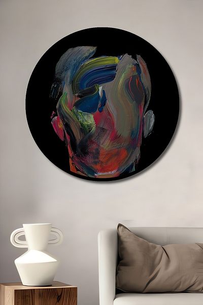 Teona Ahşap Față abstractă colorată decorativă din lemn MDF rotund pentru pictură de perete acasă, la locul de muncă