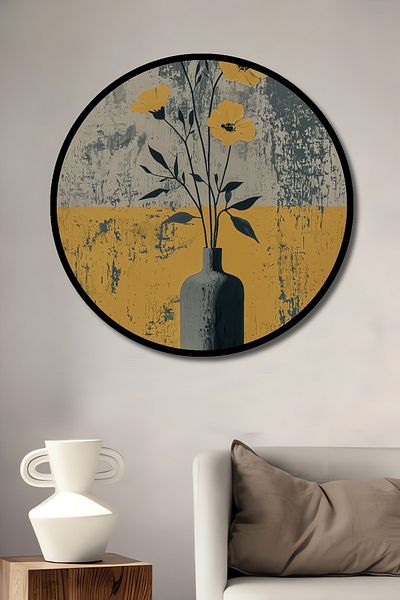 Teona Ahşap Flori Galbene Decorative Lemn MDF Rotund Casa, Locul de Muncă Pictură Perete