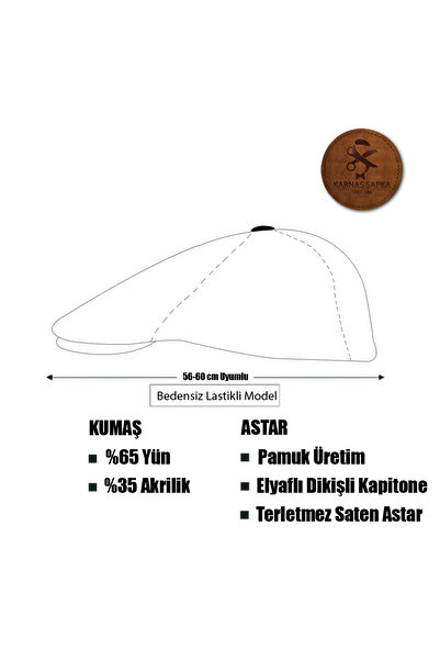 KARNAS ŞAPKA Men's Personality Fabric Khaki Wool Cap - Anti-Sweat Capitoned Stitched Lining