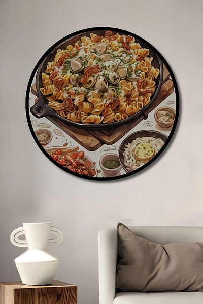 Teona Ahşap Bucătărie Italiană Decorativă Lemn MDF Rotund Acasă, Locul de Muncă Pictură Perete