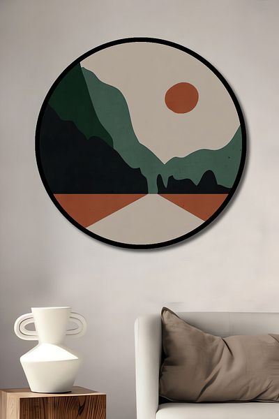 Teona Ahşap Peisaj abstract Decorativ Lemn MDF Casă rotundă, Pictură murală la locul de muncă