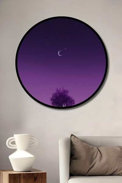 Teona Ahşap Mor Night Single Tree Decorativ Lemn MDF Rotund Casa, Locul de Muncă Pictură Perete