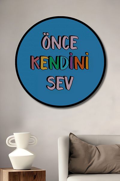Teona Ahşap Love Yourself First Decorativ Lemn MDF Rotund Acasă, Locul de Muncă Pictură de perete