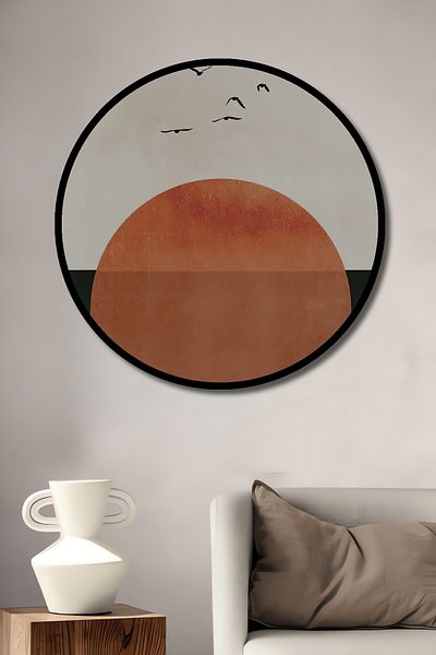 Teona Ahşap Sunset Decorativ Lemn MDF Rotund Casa, Locul de Muncă Pictură Perete