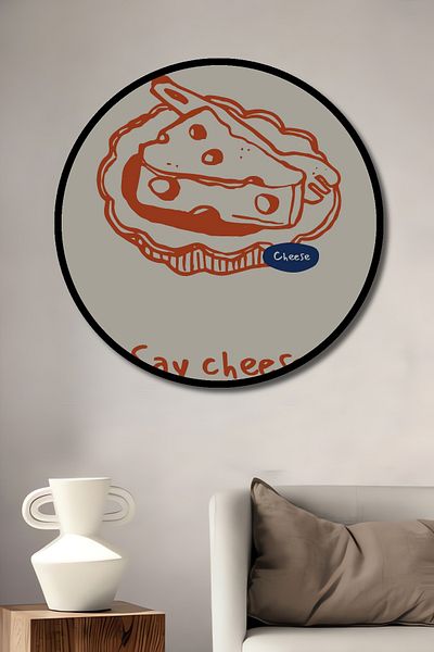 Teona Ahşap Casă rotundă din lemn MDF decorativă imprimată cu brânză, pictură murală la locul de muncă