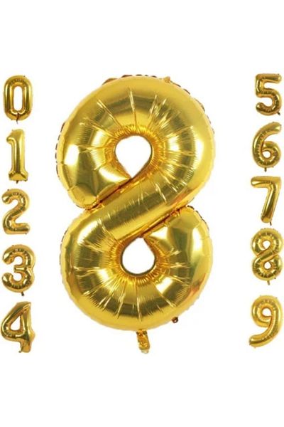 BALON DİYARI Gold Foil Balloon in All Numbers 34 Inch (76-82 cm)