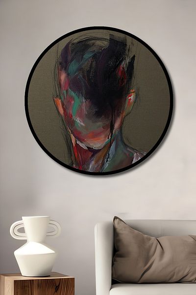 Teona Ahşap Portret de față abstractă decorativ din lemn MDF rotund pentru pictură murală acasă, la locul de muncă