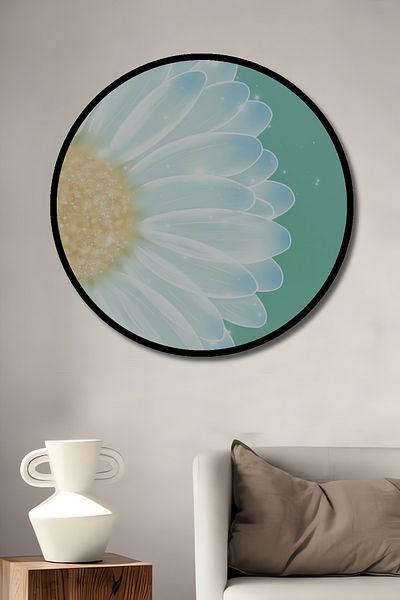 Teona Ahşap Daisy White Lemn MDF Rotund Decorativ Acasă, Locul de Muncă Pictură Perete