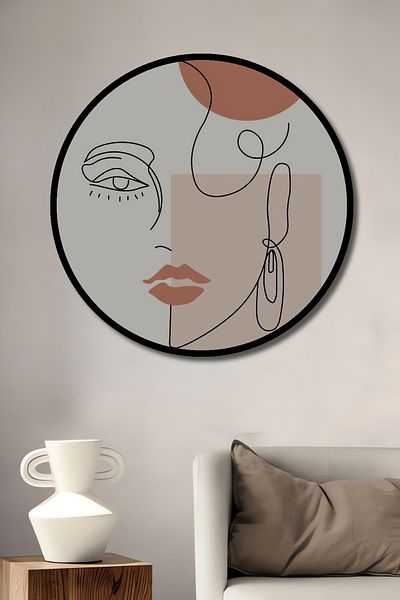 Teona Ahşap Modern Line Face Decorativ Lemn MDF Rotund Acasă, Locul de Muncă Pictură Perete