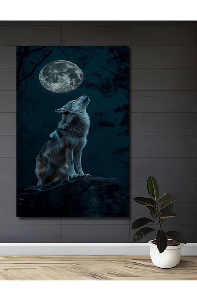 Teona Ahşap Lup și Lună Lumină Decorativă Lemn MDF Dreptunghi Acasă, Locul de Muncă Pictură Murală