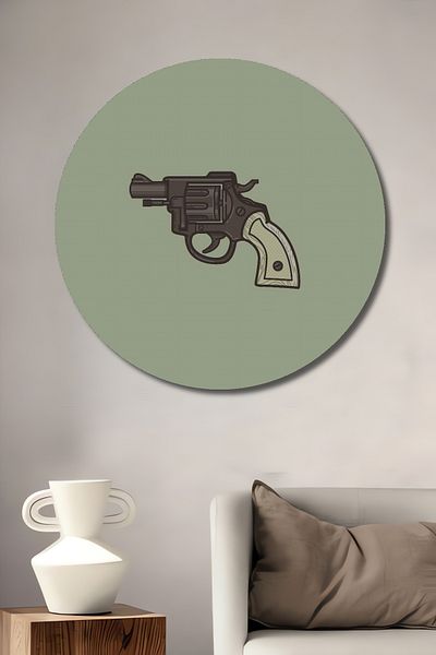 Teona Ahşap Retro Revolver Lemn MDF Rotund Decorativ Acasa, Locul de Muncă Pictură Perete