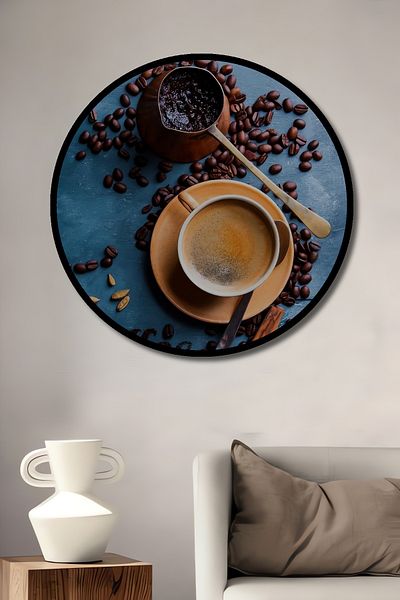 Teona Ahşap Coffee Enjoyment Decorativ Lemn MDF Rotund Acasă, Locul de Muncă Pictură Perete