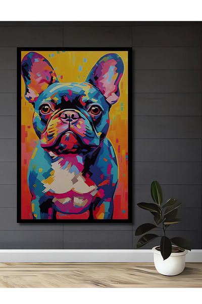 Teona Ahşap Bulldog colorat decorativ din lemn MDF dreptunghiular pentru pictura de perete acasa, la locul de munca