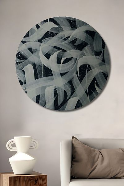 Teona Ahşap Abstrac Waves Decorativ Lemn MDF Rotund Acasa, Locul de Afaceri Pictura Perete