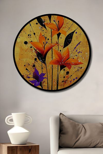 Teona Ahşap Crinuri Portocalii Decorativ Lemn MDF Rotund Casa, Locul de Muncă Pictură Perete