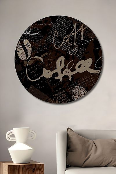 Teona Ahşap Coffee Passion Decorativ Lemn MDF Rotund Acasă, Locul de Muncă Pictură Perete