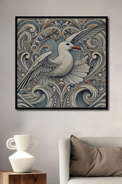 Teona Ahşap Pictură de perete dreptunghiulară din lemn MDF decorativă Seagull Elegance pentru casă, loc de muncă