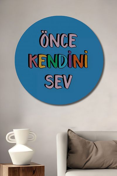Teona Ahşap Love Yourself First Decorativ Lemn MDF Rotund Acasă, Locul de Muncă Pictură de perete