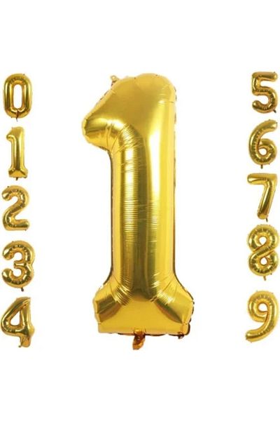BALON DİYARI Gold Foil Balloon in All Numbers 34 Inch (76-82 cm)